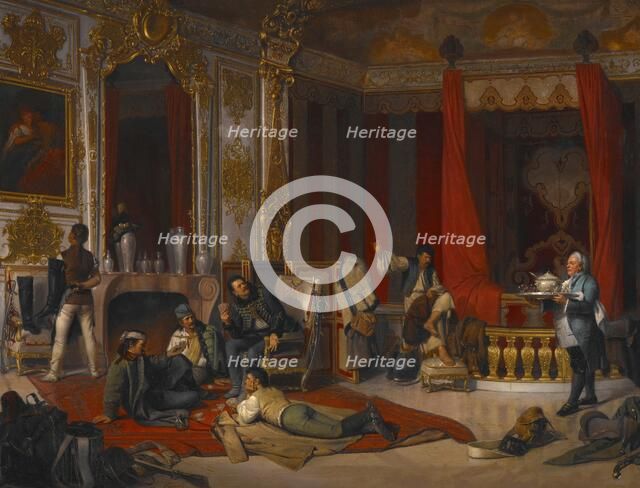 A Military Bivouac in a Royal Palace (Die Militärische Einquartierung in einem Hochfürstlichen Prunk Creator: Josef Munsch.