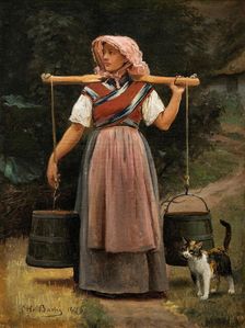 A milkmaid, 1876. Creator: Otto Bache