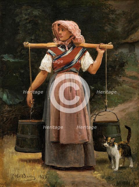 A milkmaid, 1876. Creator: Otto Bache.