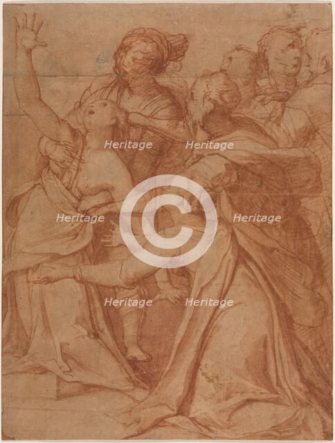 A Miracle of Saint Philip Benizzi: The Healing of a Demoniac Woman, c. 1557. Creator: Taddeo Zuccaro (Italian, 1529-1566).