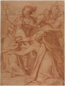 A Miracle of Saint Philip Benizzi: The Healing of a Demoniac Woman, c. 1557. Creator: Taddeo Zuccaro (Italian, 1529-1566)