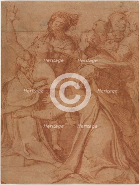 A Miracle of Saint Philip Benizzi: The Healing of a Demoniac Woman, c. 1557. Creator: Taddeo Zuccaro (Italian, 1529-1566).