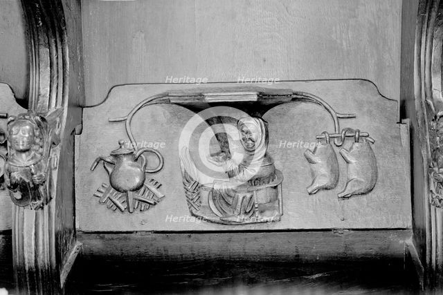 A misericord in St Laurence's church, Ludlow, Shropshire, 1966. Artist: Laurence Goldman