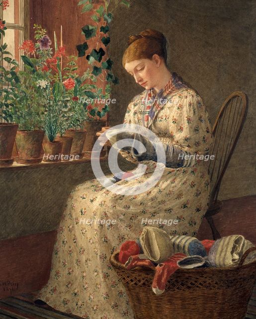 A Month's Darning, 1876. Creator: Enoch Wood Perry.