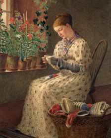 A Month's Darning, 1876. Creator: Enoch Wood Perry