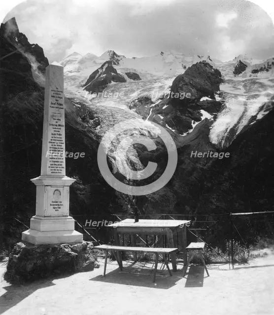 A monument in Stilfserjoch Strasse, Weisse Knott, Tyrol, c1900s.Artist: Wurthle & Sons