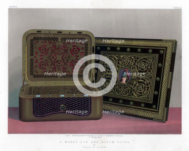 'A Money Box and Album Cover', 19th century.Artist: John Burley Waring