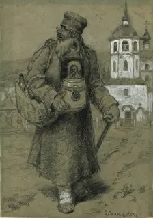 A Monk Collecting Taxes for the Construction of the Church in Irkutsk, 1904. Creator: Boris Vasilievich Smirnov