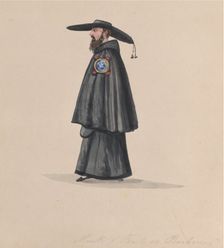 A monk from the order of Barbones, from a group of drawings depicting Peruvian costume, 1848. Creator: Attributed to Francisco (Pancho) Fierro