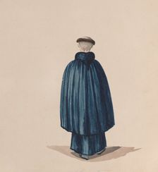 A monk from the order of St Francis viewed from behind, from a group of drawings..., ca. 1848. Creator: Attributed to Francisco (Pancho) Fierro