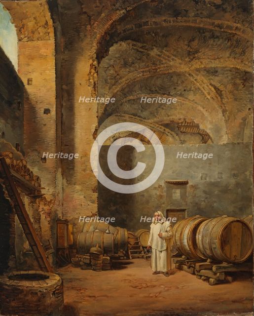 A Monk in a Ruin which Has Been Made into a Wine Cellar, 1823. Creator: Alexander Lauréus.