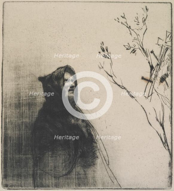 A monk praying, St. Francis, c.1877. Creator: Francis Seymour Haden.