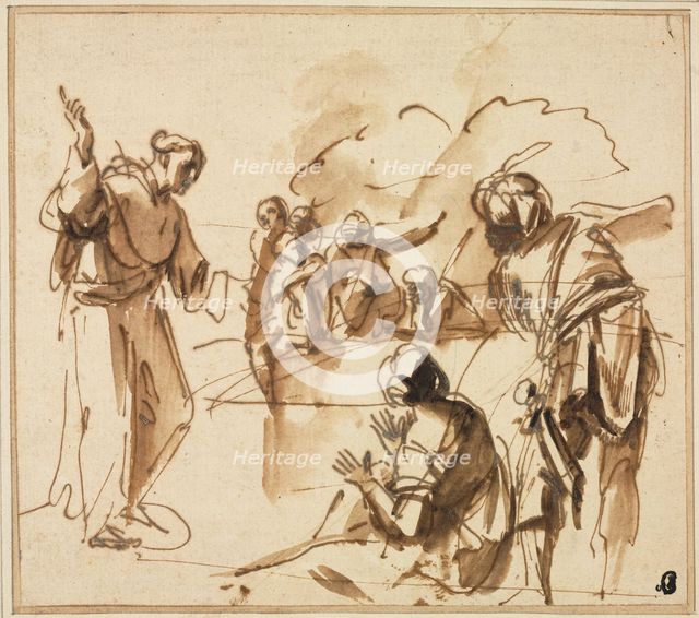 A Monk Preaching, mid 17th century?. Creator: Pier Francesco Mola (Italian, 1612-1666).