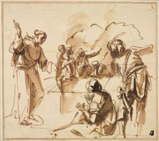 A Monk Preaching, mid 17th century?. Creator: Pier Francesco Mola (Italian, 1612-1666)