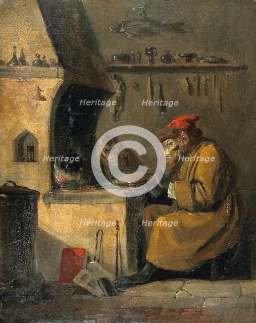 A monkey alchemist, c1850s. Creator: Edmund Bristow.