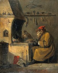 A monkey alchemist, c1850s. Creator: Edmund Bristow