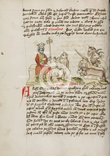 A Monkey Kneeling before Jupiter; Fables, third quarter of 15th century. Creator: Unknown.