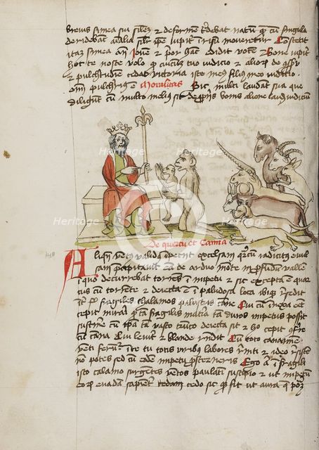 A Monkey Kneeling before Jupiter; Fables, third quarter of 15th century. Creator: Unknown.