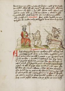 A Monkey Kneeling before Jupiter; Fables, third quarter of 15th century. Creator: Unknown