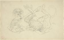 A Monkey Playing on His Back, 1880. Creator: Henri de Toulouse-Lautrec