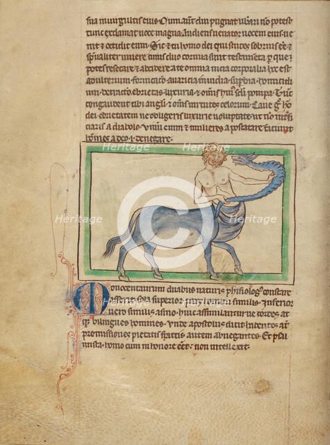 A Monocentaurus; Northumberland Bestiary, about 1250-1260. Creator: Unknown.