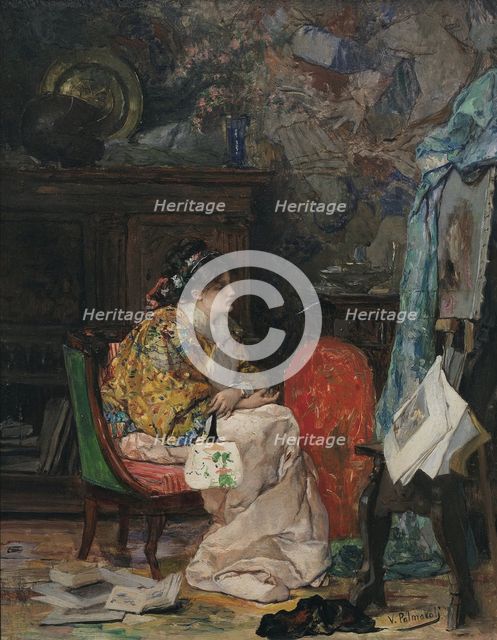 A model in the artist's studio. Artist: Palmaroli y Gónzalez, Vicente (1834-1896)