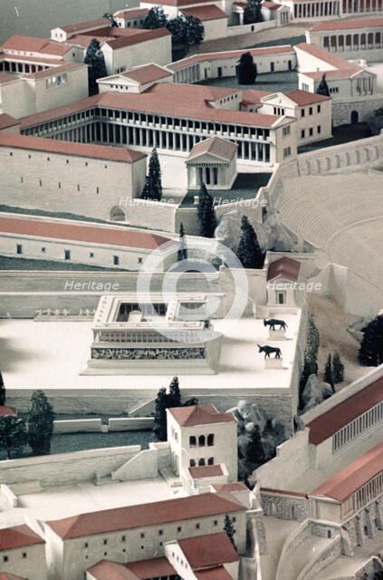 A model of the ancient Greek city of Pergamon. Artist: Unknown