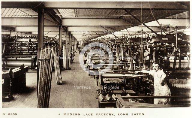'A modern lace factory, Long Eaton', Derbyshire, c1910-1912. Creator: Unknown.