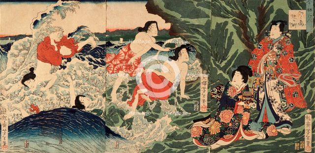 A Modern Prince Genji at Chigogafuchi, Enoshima, 1864. Creator: Tsukioka Yoshitoshi.