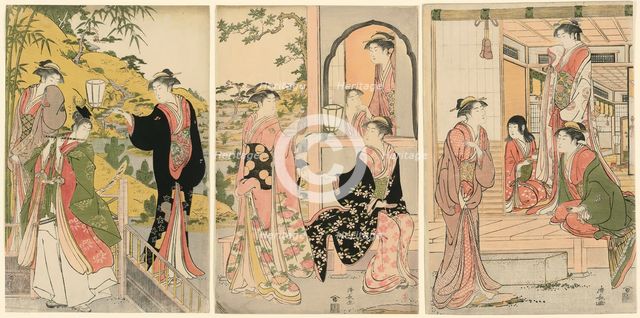 A Modern Version of Ushiwakamaru Serenading Princess Joruri, c. 1785. Creator: Torii Kiyonaga.