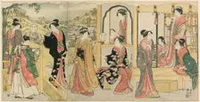 A Modern Version of Ushiwakamaru Serenading Princess Joruri, c. 1785. Creator: Torii Kiyonaga