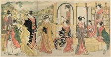 A Modern Version of Ushiwakamaru Serenading Princess Joruri, c. 1785. Creator: Torii Kiyonaga