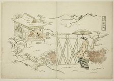 A Modern Version of Shosho visiting Komachi (Furyu Shosho kayoi Komachi), c. 1715. Creator: Okumura Masanobu
