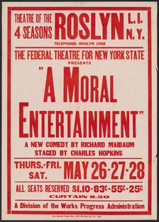 A Moral Entertainment, Roslyn, NY, 1938. Creator: Unknown