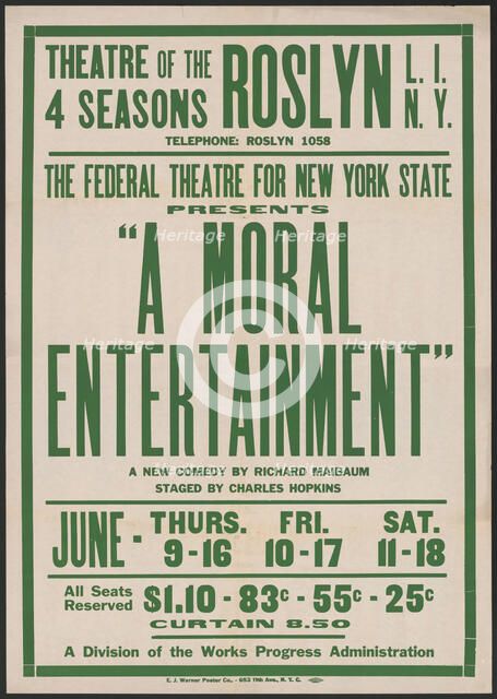A Moral Entertainment, Roslyn, NY, 1938. Creator: Unknown.