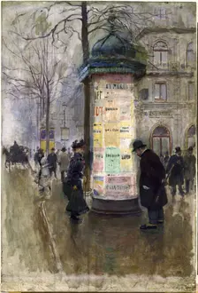 A Morris column, c1885. Creator: Jean Beraud
