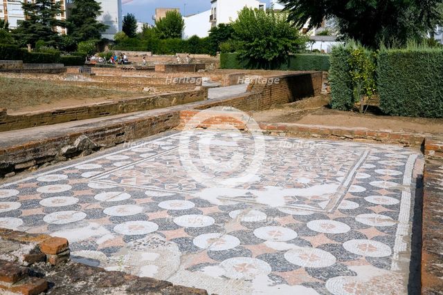 A mosaic floor in the House of the Amphitheatre, Merida, Spain, 2007. Creator: Samuel Magal.