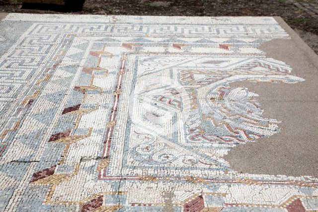 A mosaic floor in the House of the Swastika Cross, Conimbriga, Portugal, 2009. Creator: Samuel Magal.