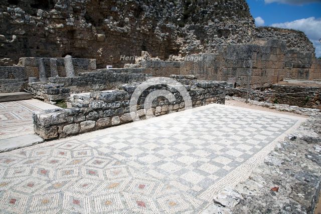 A mosaic floor in the House of the Swastika Cross, Conimbriga, Portugal, 2009. Creator: Samuel Magal.