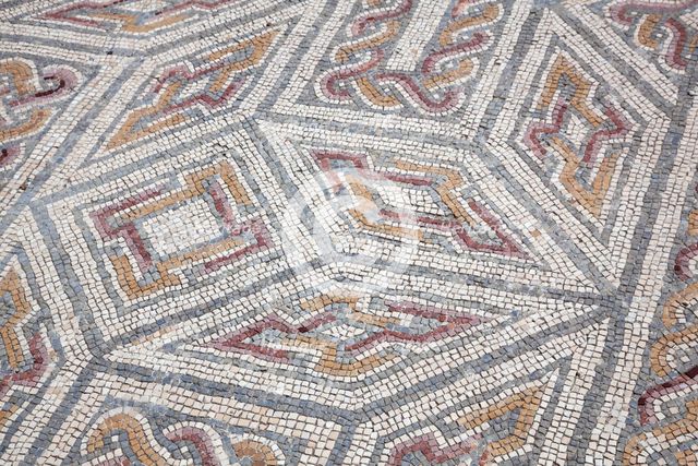 A mosaic floor in the House of the Swastika Cross, Conimbriga, Portugal, 2009. Creator: Samuel Magal.