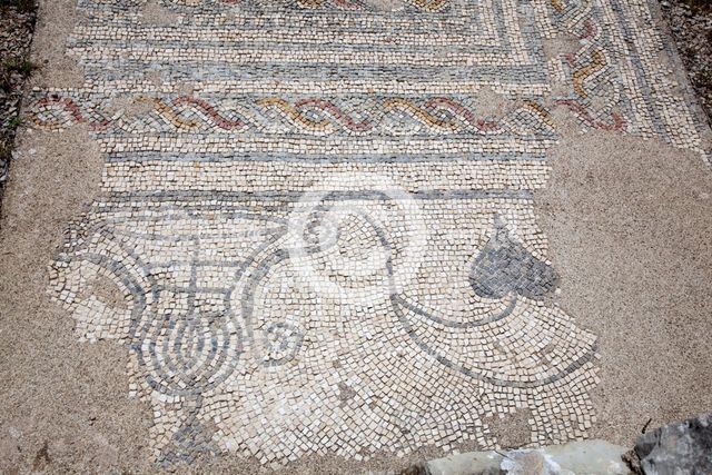 A mosaic floor in the House of the Swastika Cross, Conimbriga, Portugal, 2009. Creator: Samuel Magal.