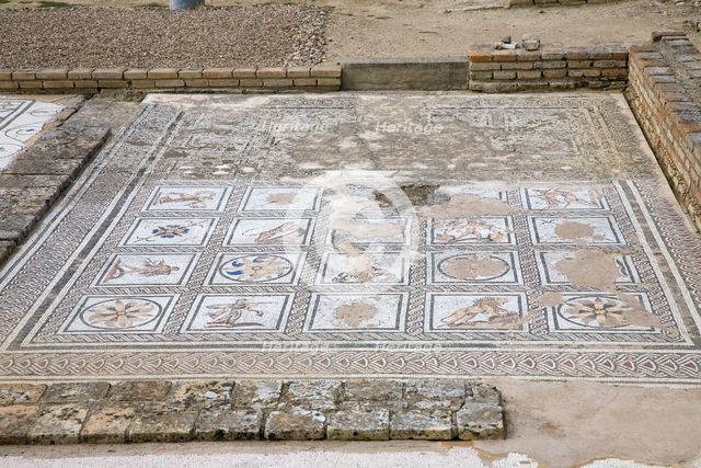 A mosaic in House 2, Italica, Spain, 2007. Creator: Samuel Magal.