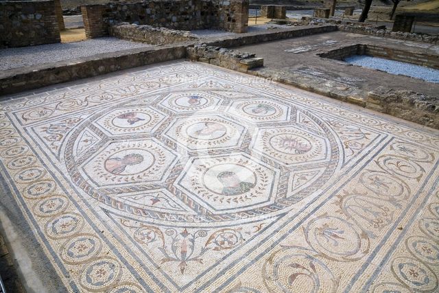 A mosaic in House 3, Italica, Spain, 2007. Creator: Samuel Magal.