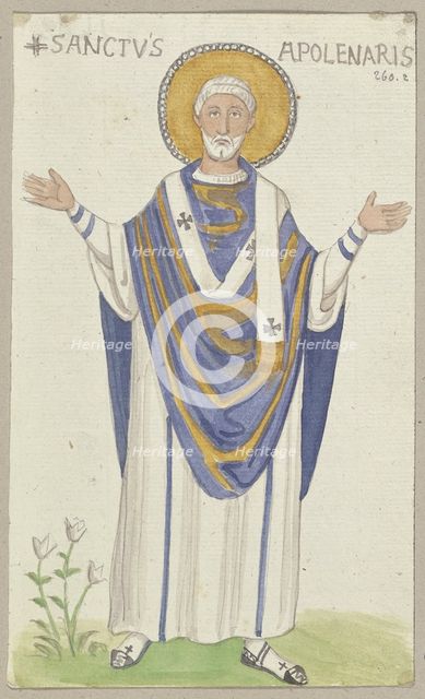 A mosaic in Sant’Apollinare in Classe near Ravenna, depicting Apollinaris of Ravenna...1818-43. Creator: Johann Anton Ramboux.