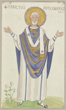 A mosaic in Sant’Apollinare in Classe near Ravenna, depicting Apollinaris of Ravenna...1818-43. Creator: Johann Anton Ramboux