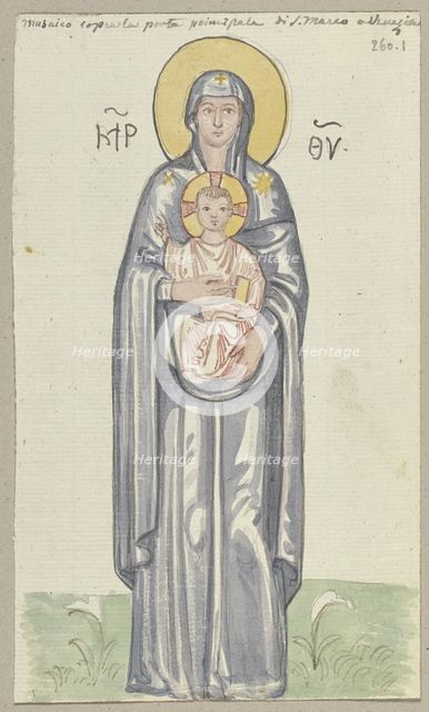 A mosaic in the atrium of San Marco in Venice; detail of Mary with the Christ Child, 1818-1843. Creator: Johann Anton Ramboux.