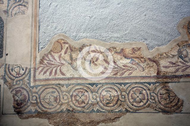 A mosaic in the Roman Forum of Mertola, Portugal, 2009. Creator: Samuel Magal.