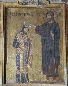 A mosaic of Christ crowning Roger II, 12th century