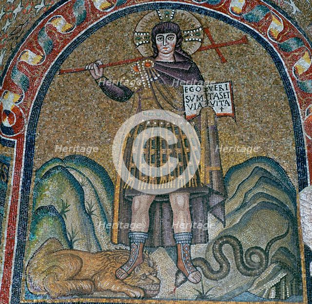 A mosaic of Christ dressed as a soldier, 6th century. Artist: Unknown
