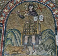 A mosaic of Christ dressed as a soldier, 6th century